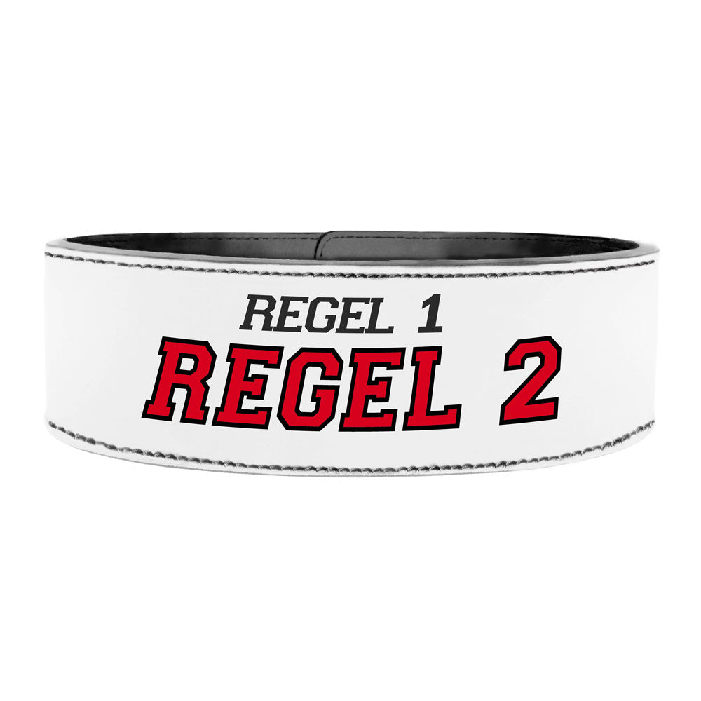 Tigerbelts Custom Powerlifting belt with Clip W12 White-Black